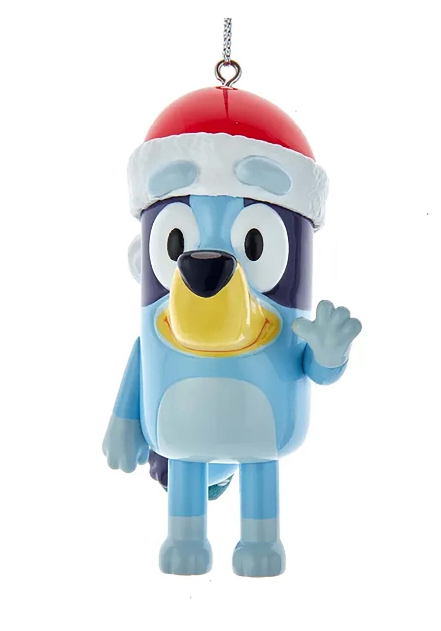 Kurt S. Adler Kurt Adler Bluey with Santa Hat Blow Mold Ornament 3.3 Inch Multicolor BL1221